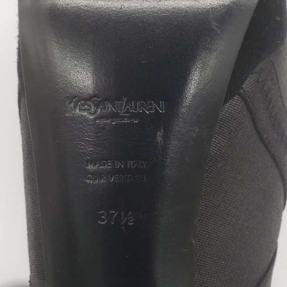 1548- YSL Yves Saint Laurent Shoe Black Platform Bandage Suede Bootie 37.5EU - Picture 11 of 12